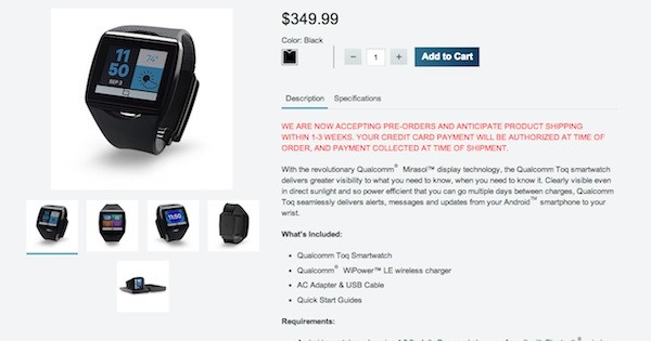 Qualcomm Toq Smartwatch Available for Pre-Order in the US