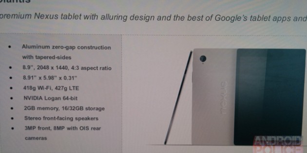 The HTC Volantis nine-inch Nexus tablet