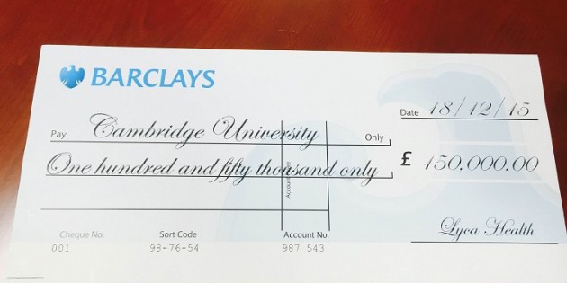 LYCAHEALTH DONATES £150,000 TO CAMBRIDGE UNIVERSITY